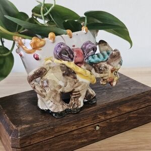 Vintage Italian Majolica Art Pottery Basket Planter